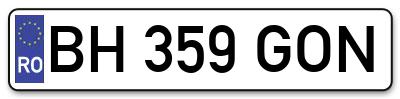 Placuta inmatriculare numar auto  BH-359-GON, BH 359 GON, BH359GON