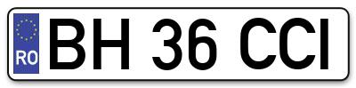 Placuta inmatriculare numar auto  BH-36-CCI, BH 36 CCI, BH36CCI