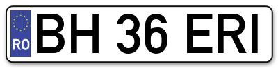 Placuta inmatriculare numar auto  BH-36-ERI, BH 36 ERI, BH36ERI