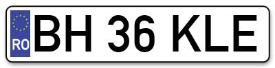 Placuta inmatriculare numar auto  BH-36-KLE, BH 36 KLE, BH36KLE
