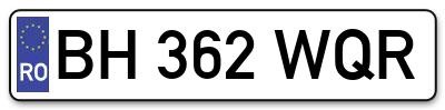 Placuta inmatriculare numar auto  BH-362-WQR, BH 362 WQR, BH362WQR