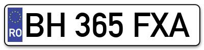 Placuta inmatriculare numar auto  BH-365-FXA, BH 365 FXA, BH365FXA