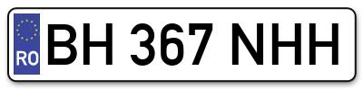 Placuta inmatriculare numar auto  BH-367-NHH, BH 367 NHH, BH367NHH