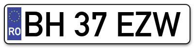 Placuta inmatriculare numar auto  BH-37-EZW, BH 37 EZW, BH37EZW