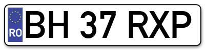 Placuta inmatriculare numar auto  BH-37-RXP, BH 37 RXP, BH37RXP