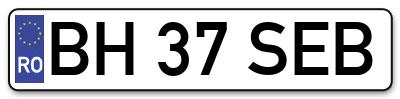Placuta inmatriculare numar auto  BH-37-SEB, BH 37 SEB, BH37SEB