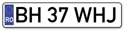 Placuta inmatriculare numar auto  BH-37-WHJ, BH 37 WHJ, BH37WHJ