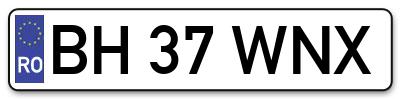 Placuta inmatriculare numar auto  BH-37-WNX, BH 37 WNX, BH37WNX