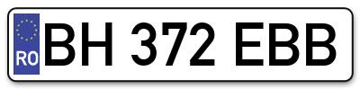Placuta inmatriculare numar auto  BH-372-EBB, BH 372 EBB, BH372EBB