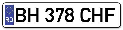 Placuta inmatriculare numar auto  BH-378-CHF, BH 378 CHF, BH378CHF