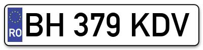 Placuta inmatriculare numar auto  BH-379-KDV, BH 379 KDV, BH379KDV