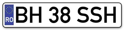 Placuta inmatriculare numar auto  BH-38-SSH, BH 38 SSH, BH38SSH