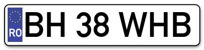 Placuta inmatriculare numar auto  BH-38-WHB, BH 38 WHB, BH38WHB