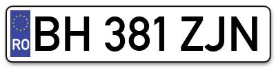 Placuta inmatriculare numar auto  BH-381-ZJN, BH 381 ZJN, BH381ZJN