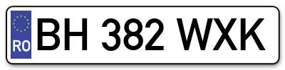 Placuta inmatriculare numar auto  BH-382-WXK, BH 382 WXK, BH382WXK