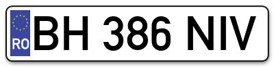 Placuta inmatriculare numar auto  BH-386-NIV, BH 386 NIV, BH386NIV