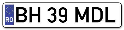 Placuta inmatriculare numar auto  BH-39-MDL, BH 39 MDL, BH39MDL