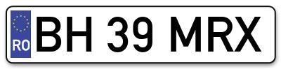 Placuta inmatriculare numar auto  BH-39-MRX, BH 39 MRX, BH39MRX