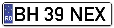 Placuta inmatriculare numar auto  BH-39-NEX, BH 39 NEX, BH39NEX