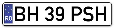 Placuta inmatriculare numar auto  BH-39-PSH, BH 39 PSH, BH39PSH