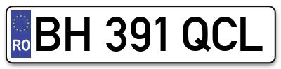 Placuta inmatriculare numar auto  BH-391-QCL, BH 391 QCL, BH391QCL