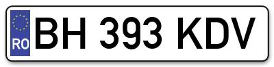 Placuta inmatriculare numar auto  BH-393-KDV, BH 393 KDV, BH393KDV
