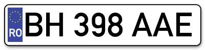 Placuta inmatriculare numar auto  BH-398-AAE, BH 398 AAE, BH398AAE