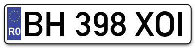 Placuta inmatriculare numar auto  BH-398-XOI, BH 398 XOI, BH398XOI