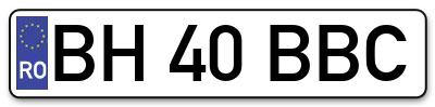 Placuta inmatriculare numar auto  BH-40-BBC, BH 40 BBC, BH40BBC