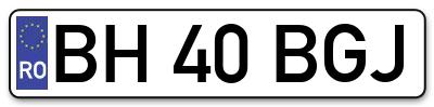 Placuta inmatriculare numar auto  BH-40-BGJ, BH 40 BGJ, BH40BGJ