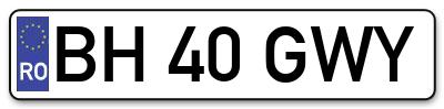 Placuta inmatriculare numar auto  BH-40-GWY, BH 40 GWY, BH40GWY