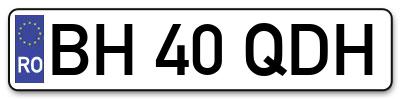 Placuta inmatriculare numar auto  BH-40-QDH, BH 40 QDH, BH40QDH