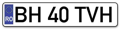 Placuta inmatriculare numar auto  BH-40-TVH, BH 40 TVH, BH40TVH