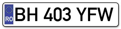 Placuta inmatriculare numar auto  BH-403-YFW, BH 403 YFW, BH403YFW