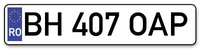 Placuta inmatriculare numar auto  BH-407-OAP, BH 407 OAP, BH407OAP