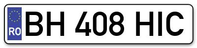 Placuta inmatriculare numar auto  BH-408-HIC, BH 408 HIC, BH408HIC
