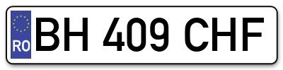 Placuta inmatriculare numar auto  BH-409-CHF, BH 409 CHF, BH409CHF