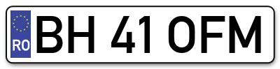 Placuta inmatriculare numar auto  BH-41-OFM, BH 41 OFM, BH41OFM