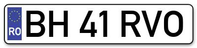 Placuta inmatriculare numar auto  BH-41-RVO, BH 41 RVO, BH41RVO