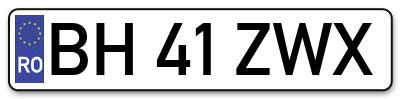 Placuta inmatriculare numar auto  BH-41-ZWX, BH 41 ZWX, BH41ZWX