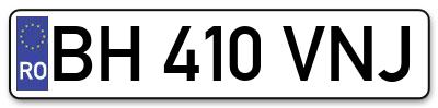 Placuta inmatriculare numar auto  BH-410-VNJ, BH 410 VNJ, BH410VNJ