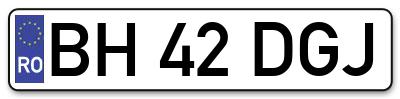 Placuta inmatriculare numar auto  BH-42-DGJ, BH 42 DGJ, BH42DGJ