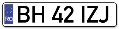 Placuta inmatriculare numar auto  BH-42-IZJ, BH 42 IZJ, BH42IZJ