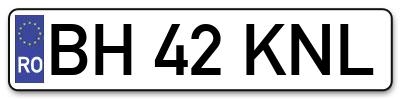 Placuta inmatriculare numar auto  BH-42-KNL, BH 42 KNL, BH42KNL