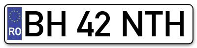 Placuta inmatriculare numar auto  BH-42-NTH, BH 42 NTH, BH42NTH