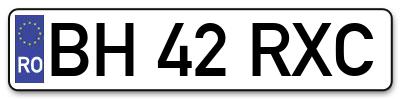 Placuta inmatriculare numar auto  BH-42-RXC, BH 42 RXC, BH42RXC