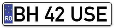 Placuta inmatriculare numar auto  BH-42-USE, BH 42 USE, BH42USE