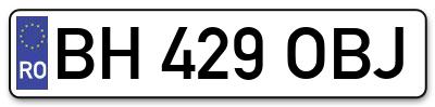 Placuta inmatriculare numar auto  BH-429-OBJ, BH 429 OBJ, BH429OBJ