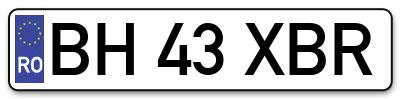 Placuta inmatriculare numar auto  BH-43-XBR, BH 43 XBR, BH43XBR