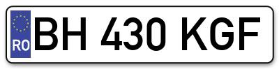 Placuta inmatriculare numar auto  BH-430-KGF, BH 430 KGF, BH430KGF